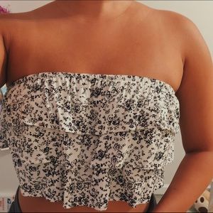 garage ruffle floral tube top